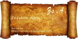 Zsivkov Ajna névjegykártya